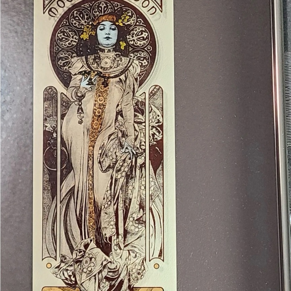 Alphonse Mucha Moet & Chardon reverse printed glass shadow box